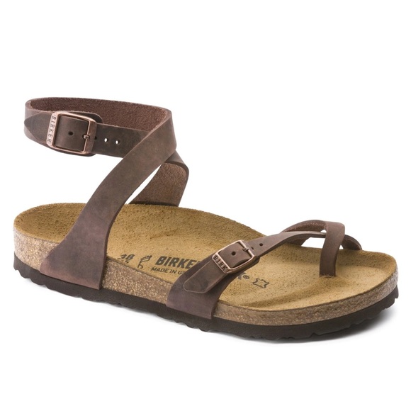 Birkenstock Women's Yara Ankle Strap Brown Oiled Sandals - Picture 1 of 6
